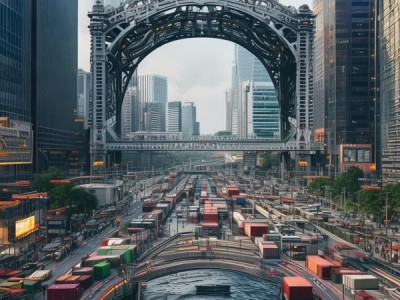 商贸服务集群区，桥梁与物流图示