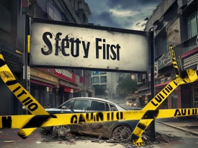 商贸街事故，警示语，安全第一