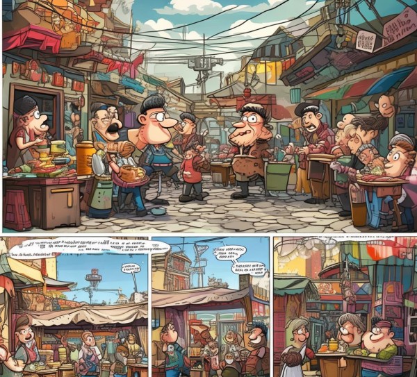 漫画中的商业行为，趣味故事