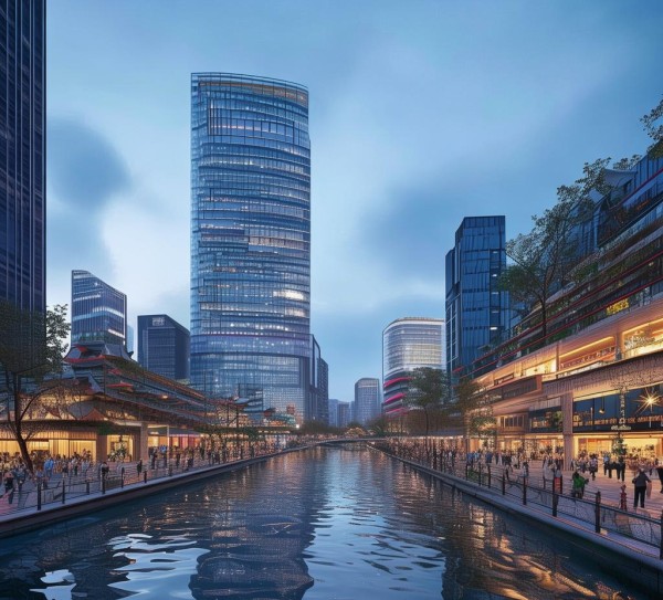 沿河浙江商贸城，商业地标与休闲融合的现代商业城市